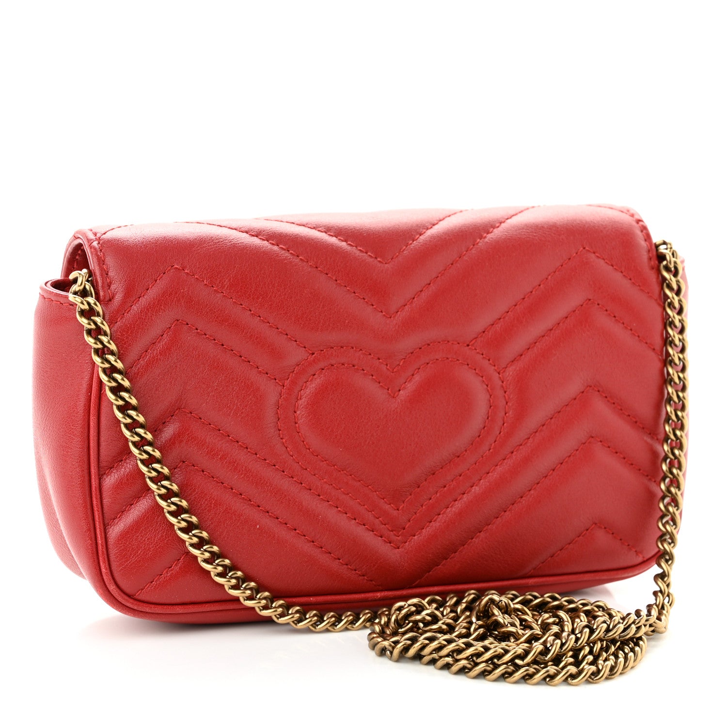 Gucci Calfskin Matelasse Super Mini GG Marmont Shoulder Bag Hibiscus Red 3 of 10