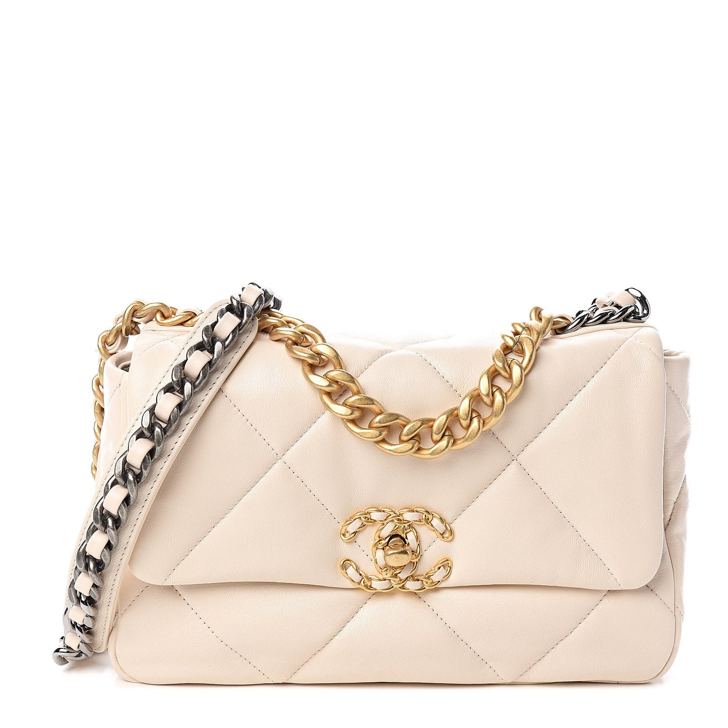 Lambskin Quilted Medium 19 Flap Light Beige