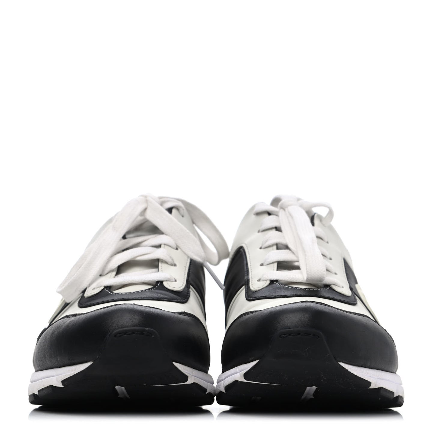 Calfskin Womens Interlocking G Sneakers 40 Black White