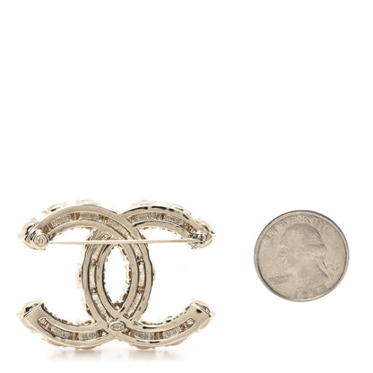 Chanel Pearl Crystal CC Brooch Light Gold 2 of 4