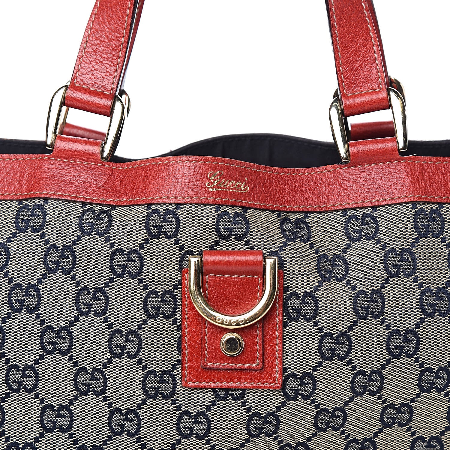 Gucci Monogram Abbey Small Tote Navy Red 10 of 13