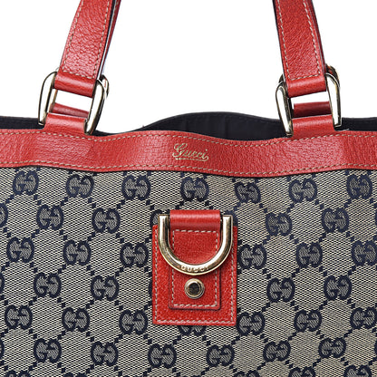 Gucci Monogram Abbey Small Tote Navy Red 10 of 13