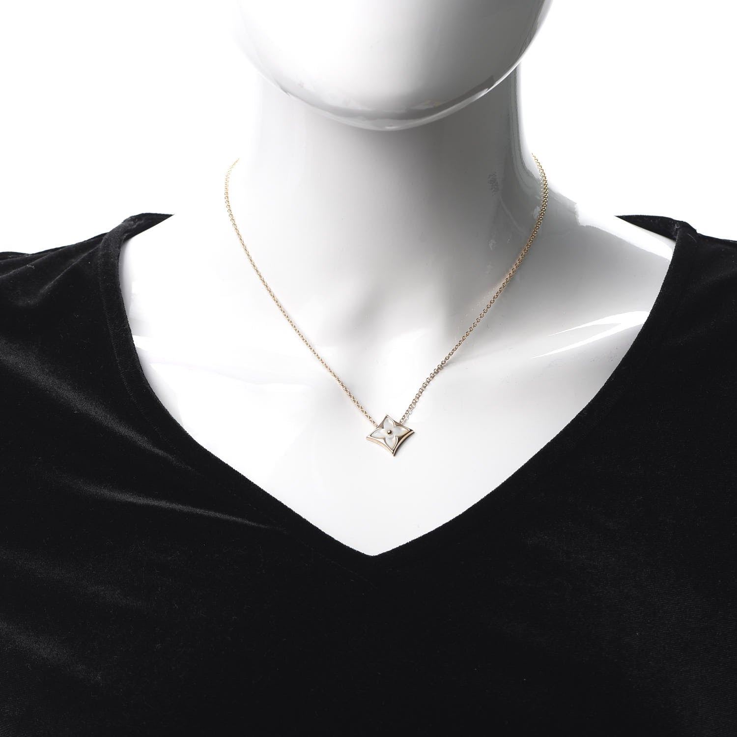 Louis Vuitton 18K Pink Gold Mother Of Pearl Blossom Pendant Necklace 2 of 6
