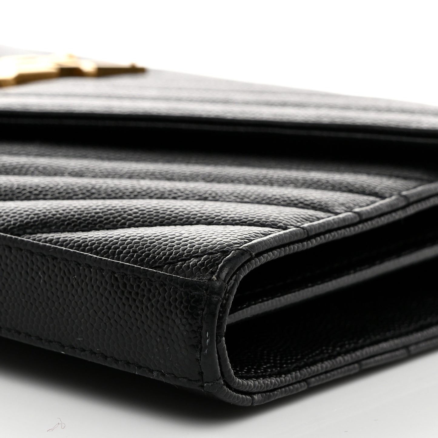 Grain De Poudre Matelasse Chevron Monogram Chain Wallet Black