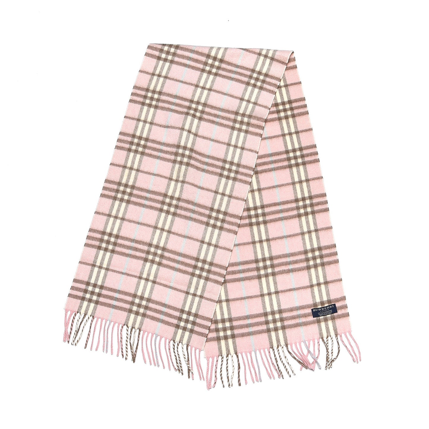 Cashmere Check Fringe Scarf Pink