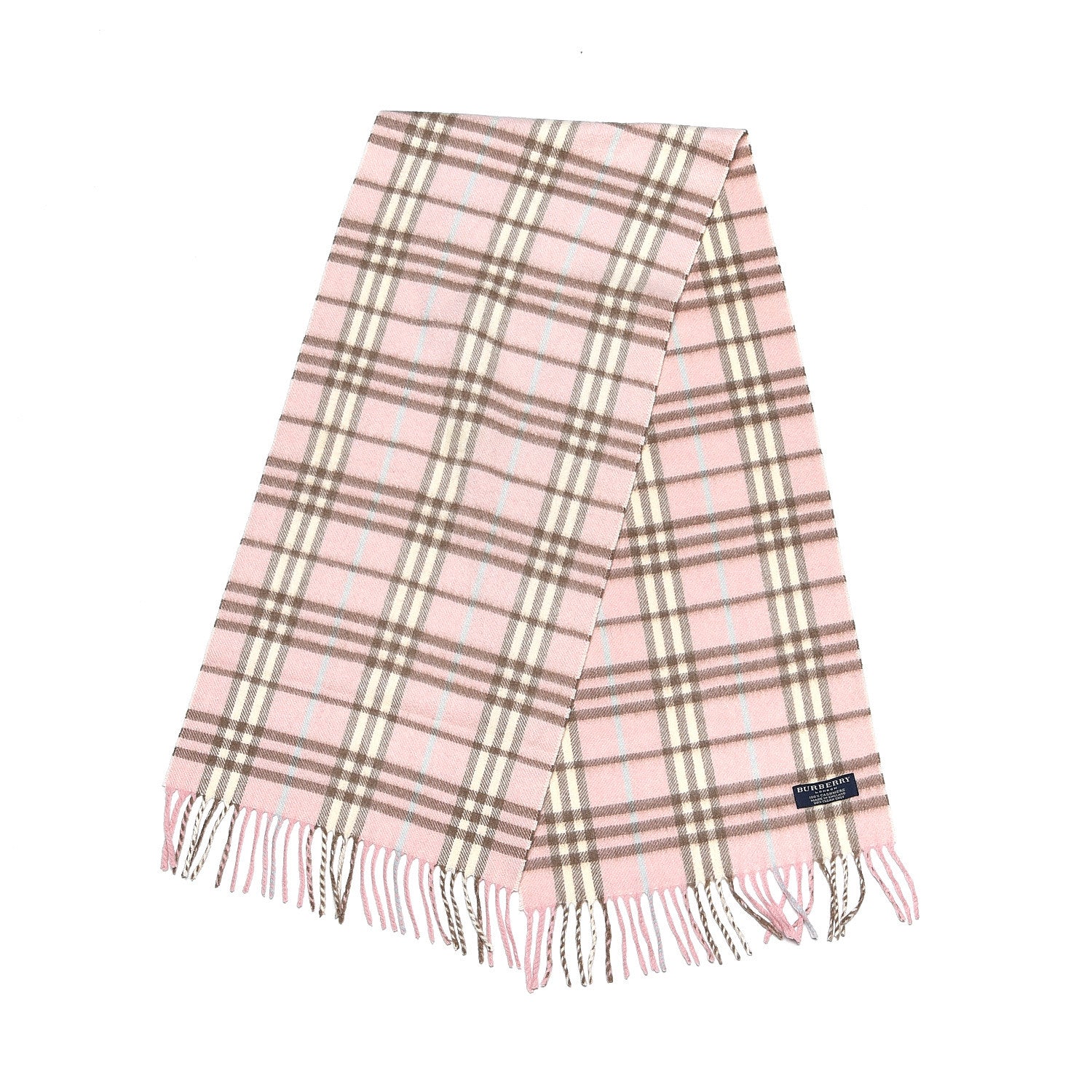 Burberry Cashmere Check Fringe Scarf Pink 3 of 4