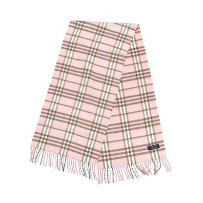 Burberry Cashmere Check Fringe Scarf Pink 3 of 4