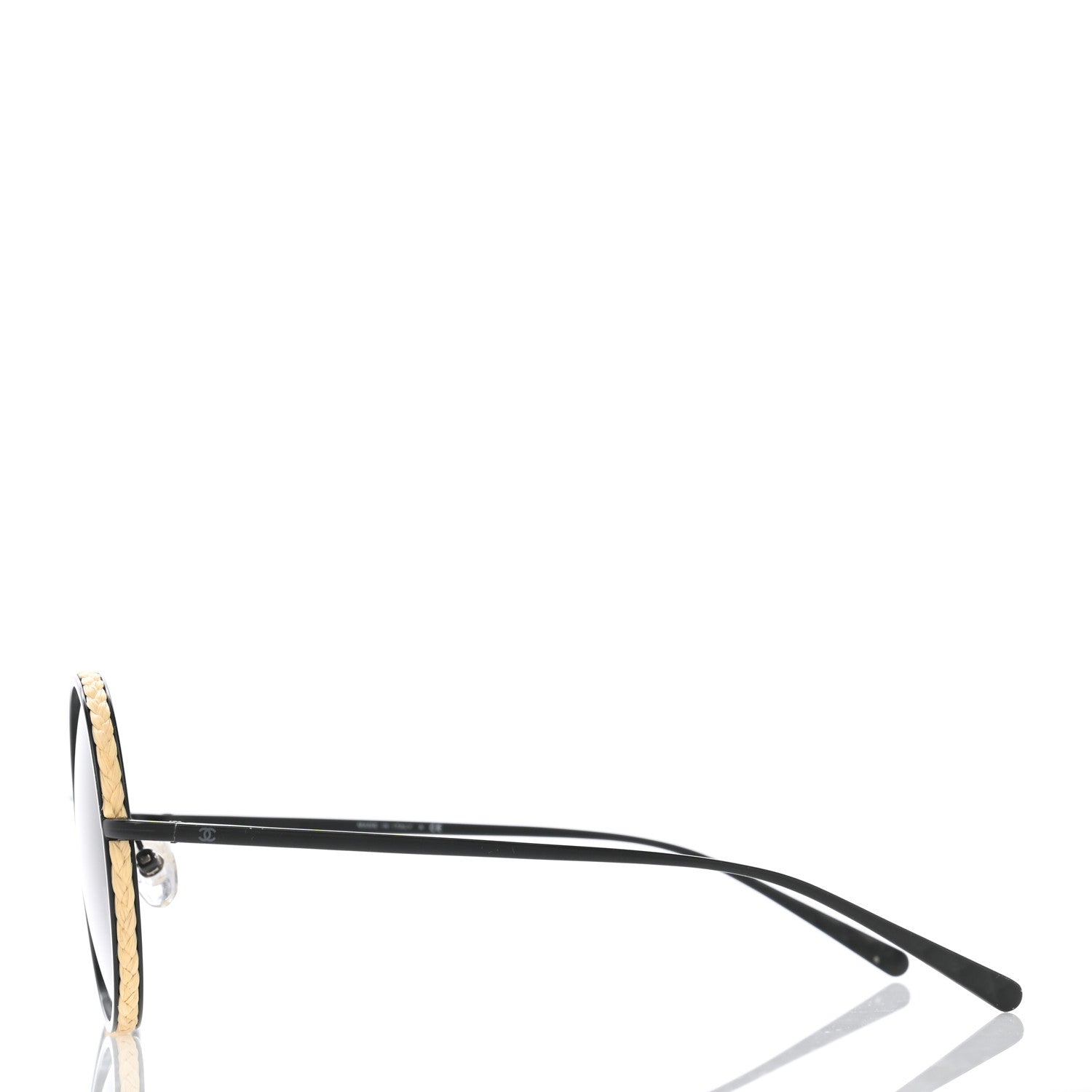 Chanel Metal Raffia Braided Round Sunglasses 4250 Black 3 of 13