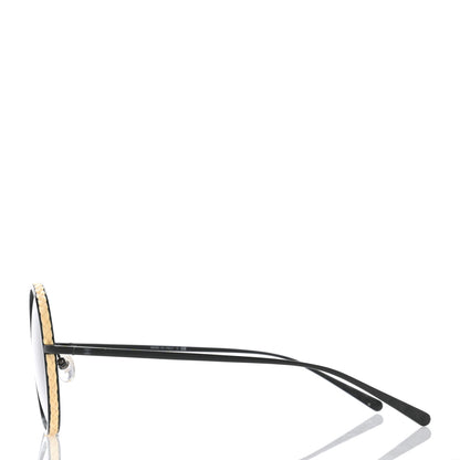 Chanel Metal Raffia Braided Round Sunglasses 4250 Black 3 of 13