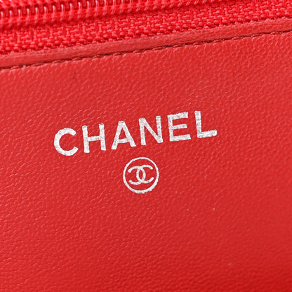 Chanel Lambskin Quilted Wallet On Chain WOC Red 6 of 15