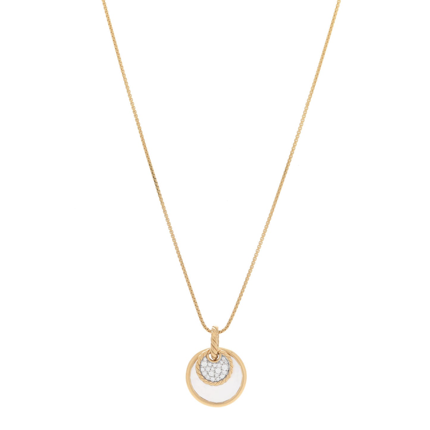 18K Yellow Gold Diamond Black Onyx Gray Mother of Pearl Reversible Elements Necklace
