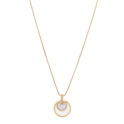 David Yurman 18K Yellow Gold Diamond Black Onyx Gray Mother of Pearl Reversible Elements Necklace 1 of 8