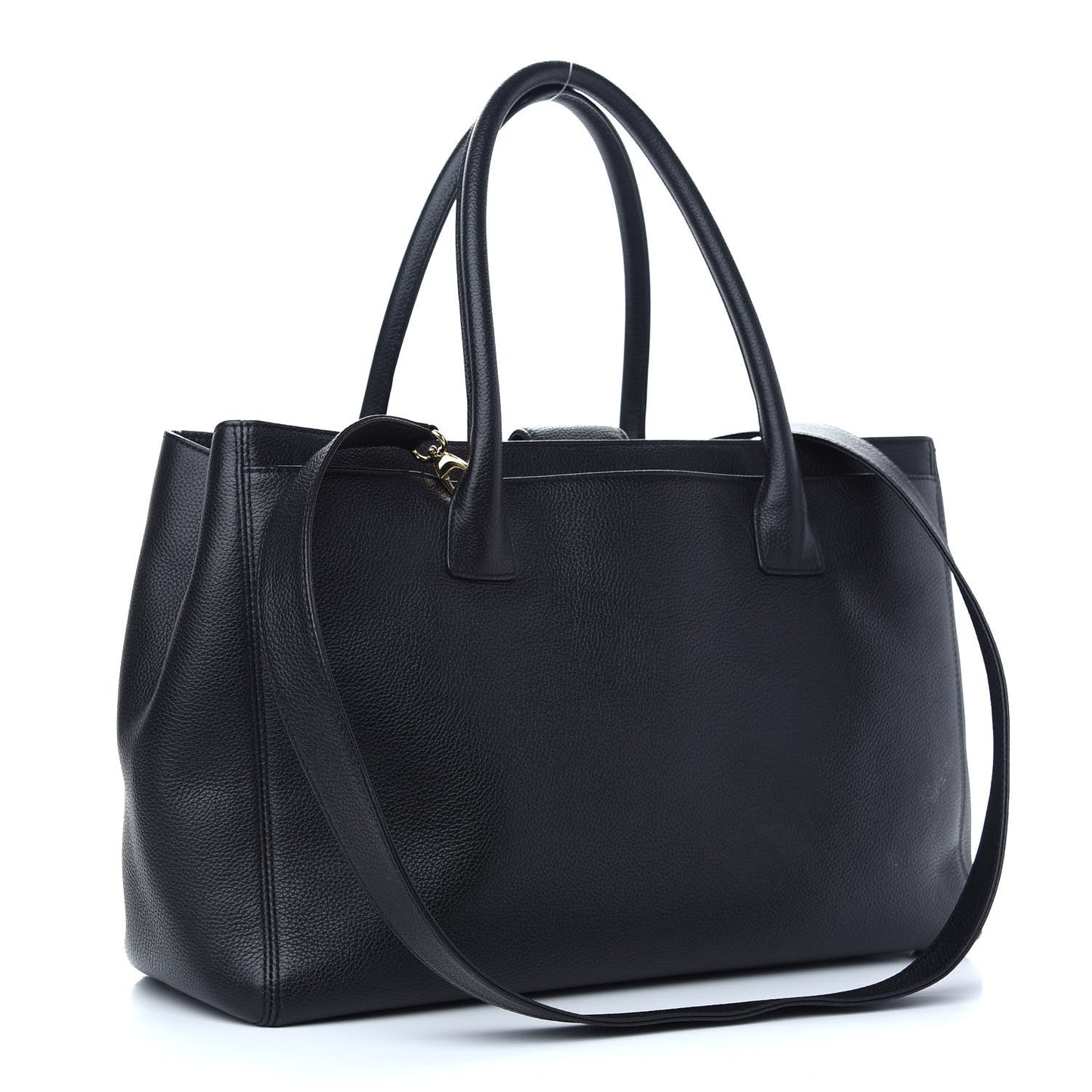 Calfskin Cerf Executive Shopper Tote Black