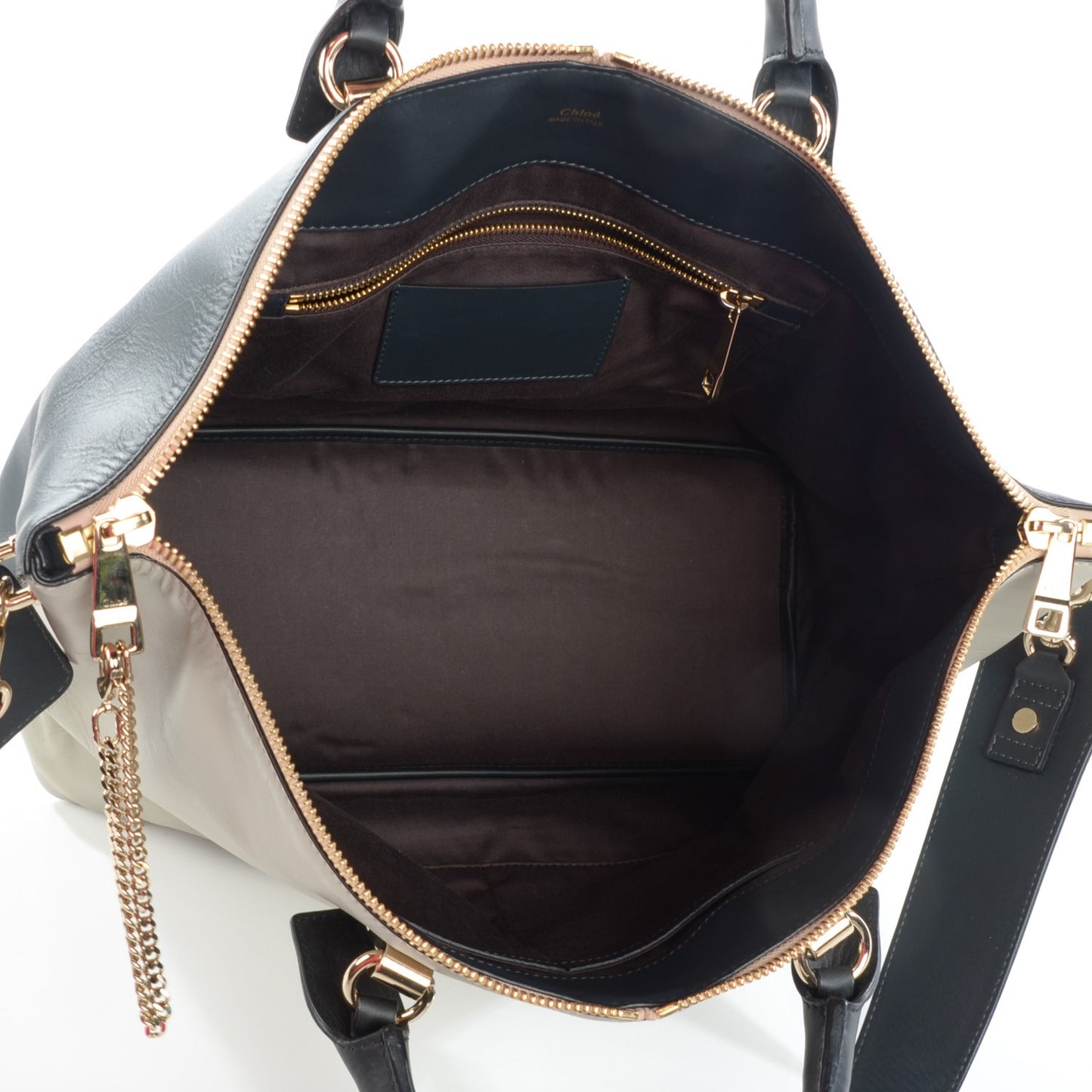 Smooth Calfskin Large Baylee Tote Marshmallow Grey Black