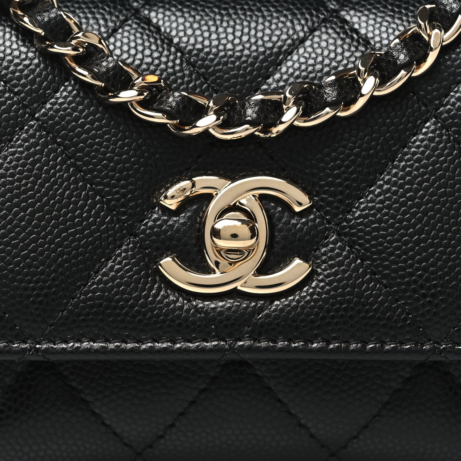 Chanel Caviar Quilted Nano Coco Handle Clutch With Chain Black 8 of 11