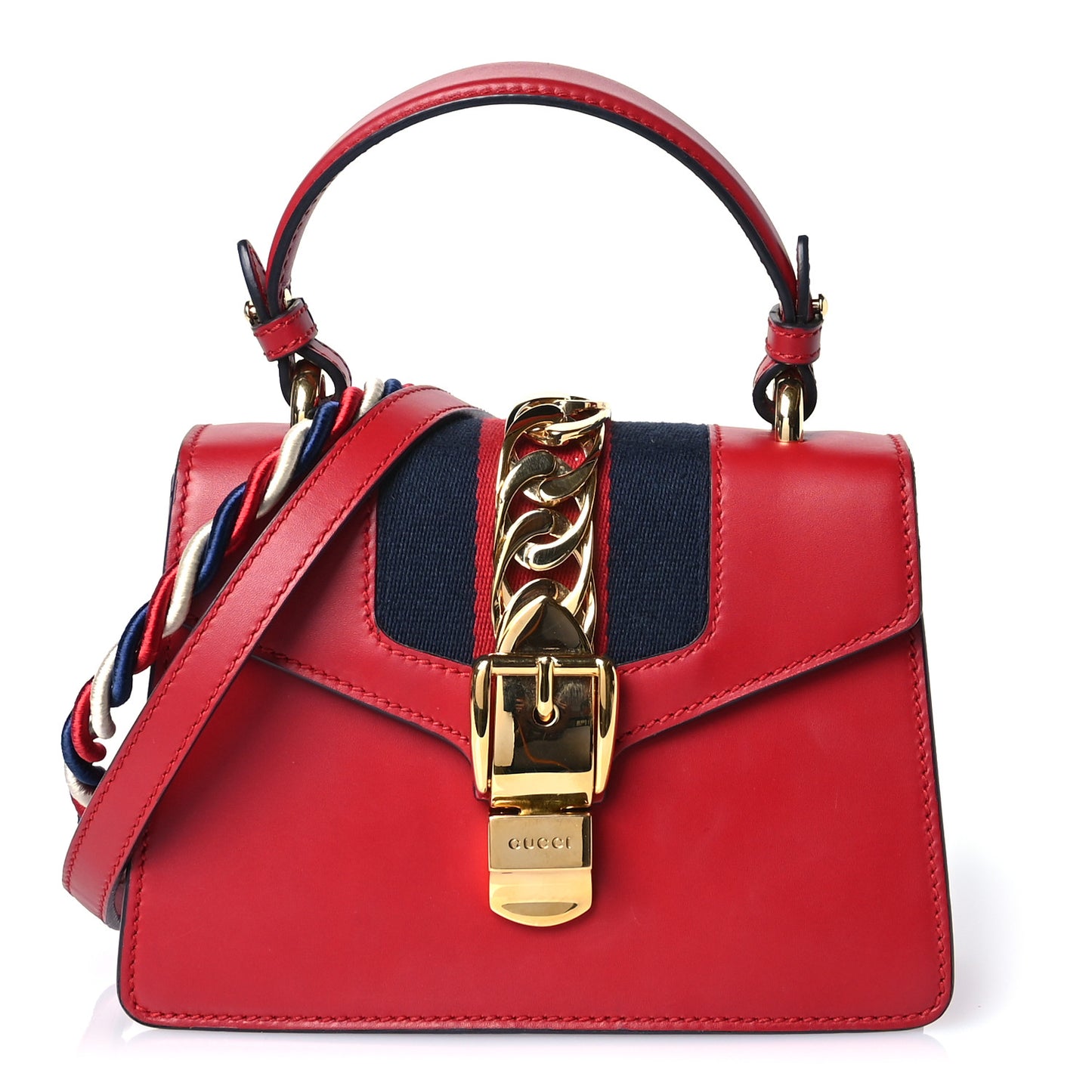 Calfskin Mini Sylvie Top Handle Bag Hibiscus Red