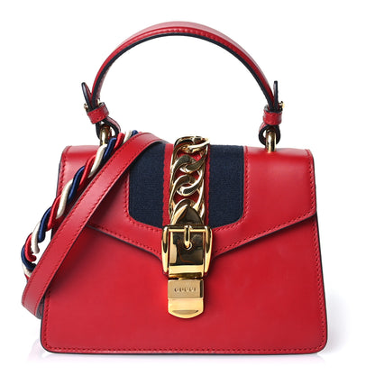 Gucci Calfskin Mini Sylvie Top Handle Bag Hibiscus Red 1 of 11