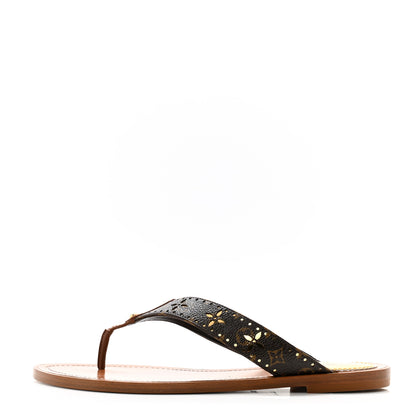 Louis Vuitton Monogram Sunny Flat Thong Sandals 38.5 Brown 1 of 8
