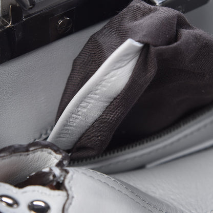 Fendi Vitello Seta Shiny Nappa Scalloped Studded Mini Peekaboo Iconic Satchel Grigio Perla 8 of 9