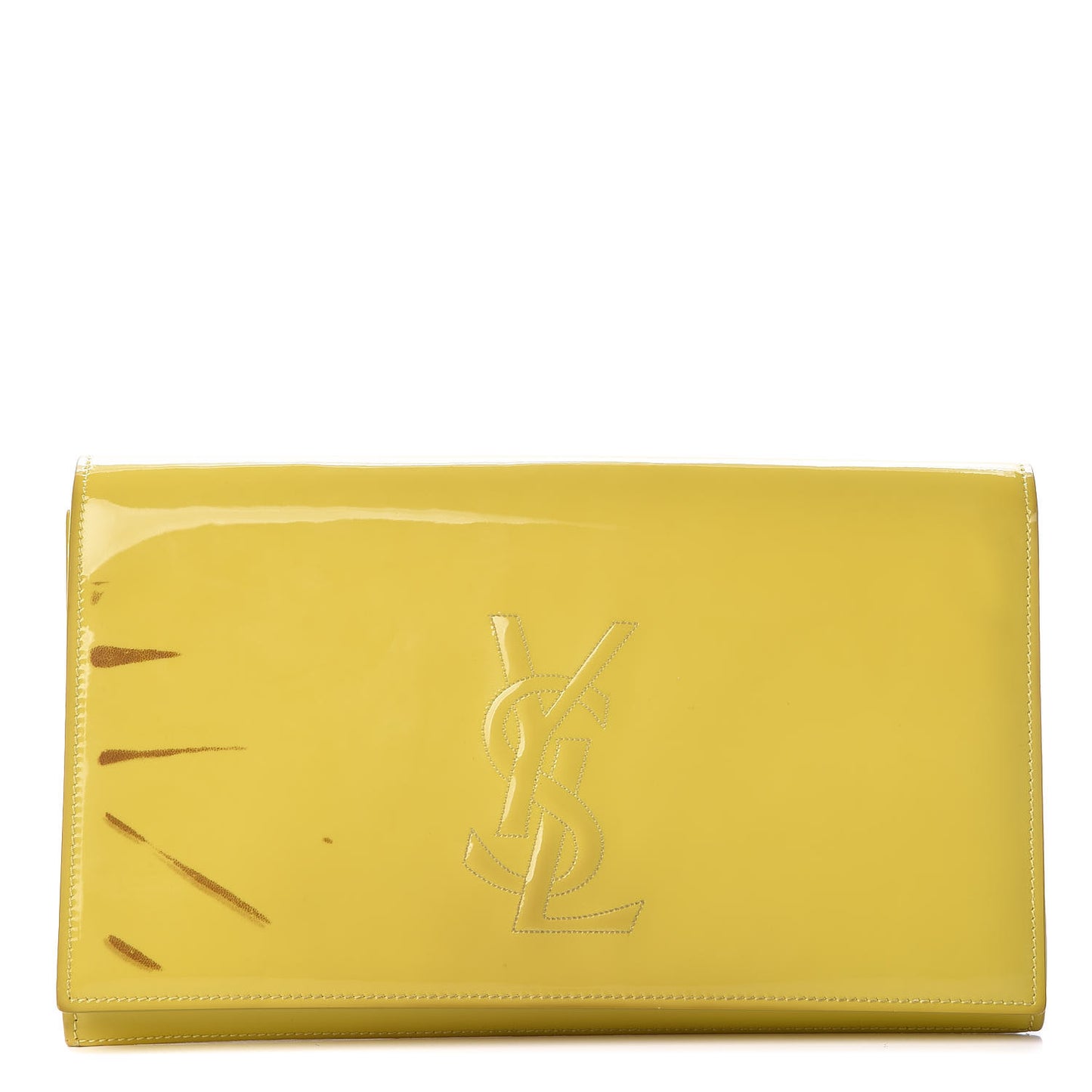 Patent Calfskin Large Belle De Jour Clutch Yellow