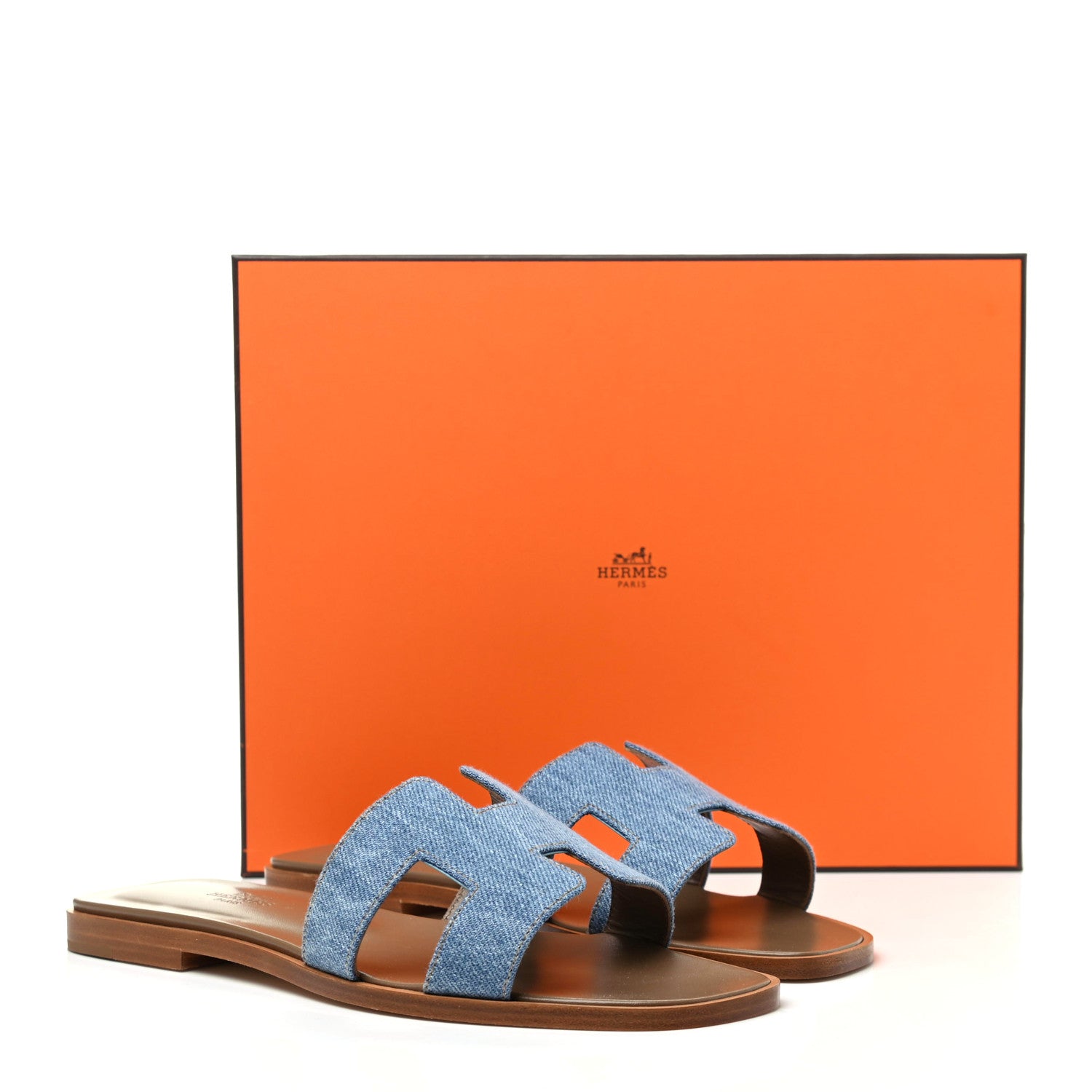 Hermes Denim Canvas Oran Sandals 37 Bleu Clair 8 of 8