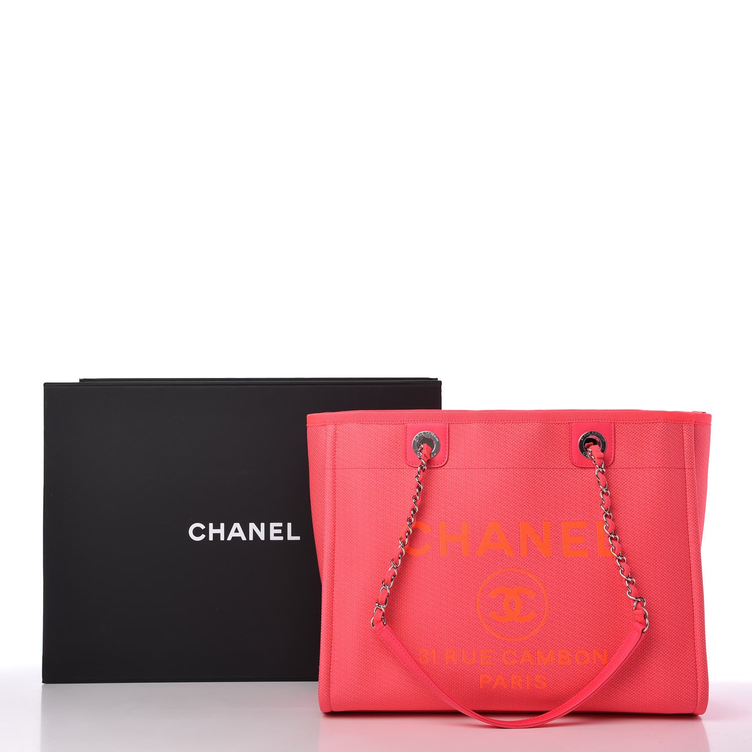 Chanel Mixed Fibers Small Deauville Tote Pink Orange 11 of 12