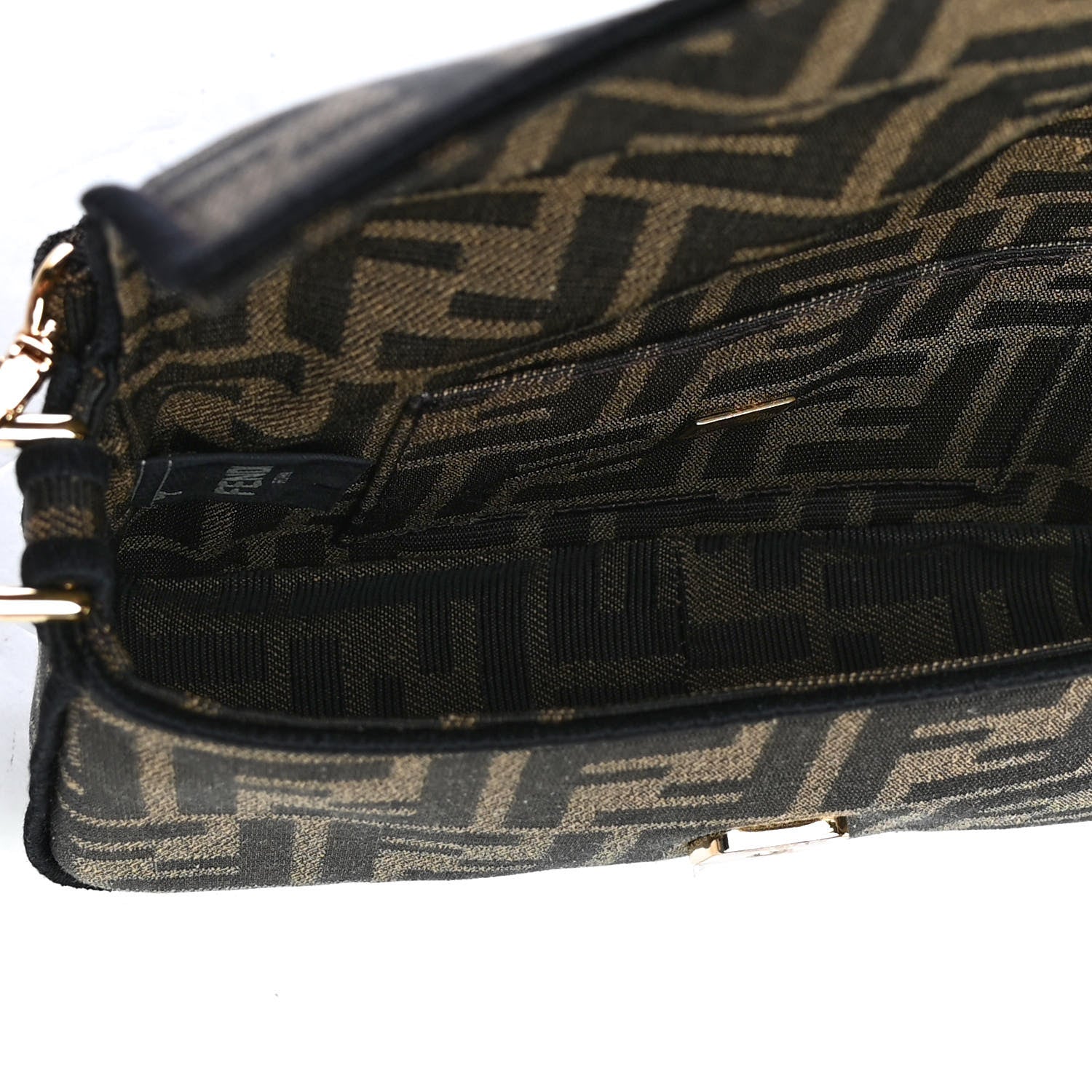 Fendi Fabric Jacquard FF 1974 Mini Baguette Tobacco Moro Black 7 of 8