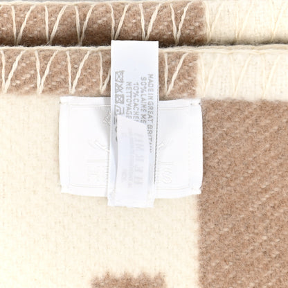 Hermes Wool Cashmere Avalon Baby Blanket Noisette Moyen White 3 of 3