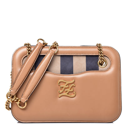 Fendi Vitello King Nubuck Pequin Karligraphy Pocket Shoulder Bag Biscuit Tobacco Moro 1 of 11