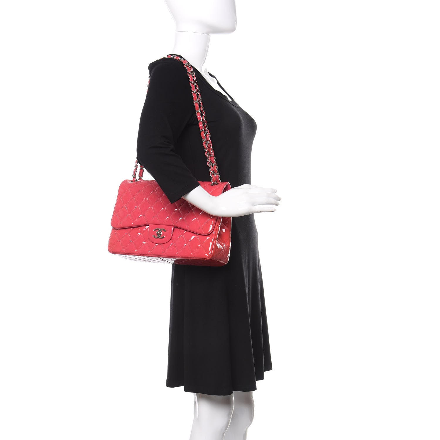 Chanel Patent Quilted Jumbo Double Flap Pink 2 of 10