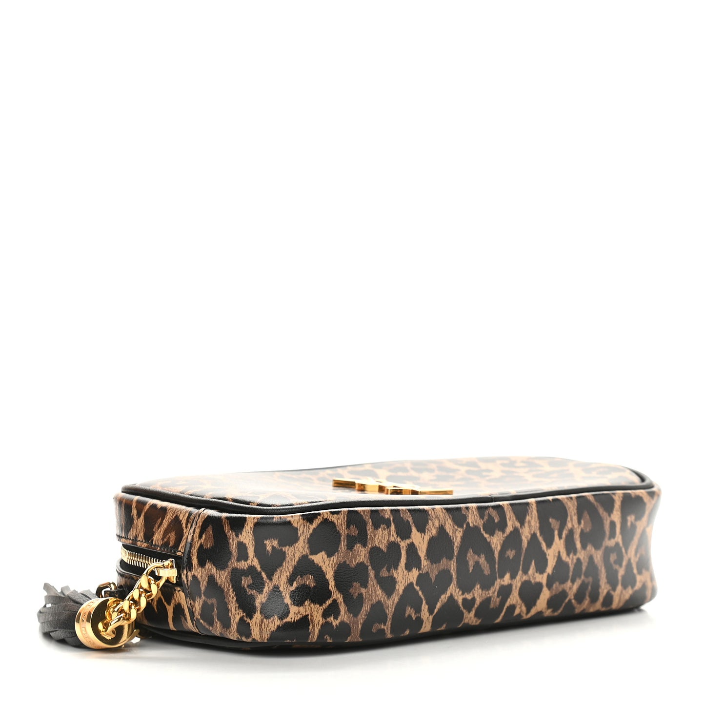 Calfskin Heart Leopard Print Monogram Mini Lou Camera Bag Toffee