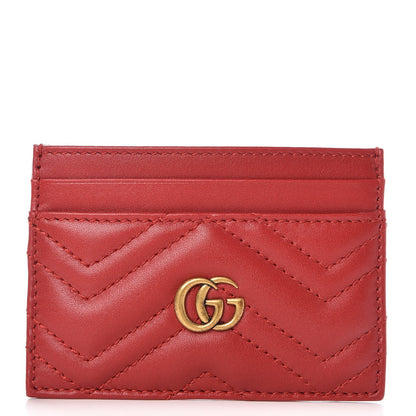 Gucci Calfskin Matelasse GG Marmont Card Holder Hibiscus Red 1 of 7