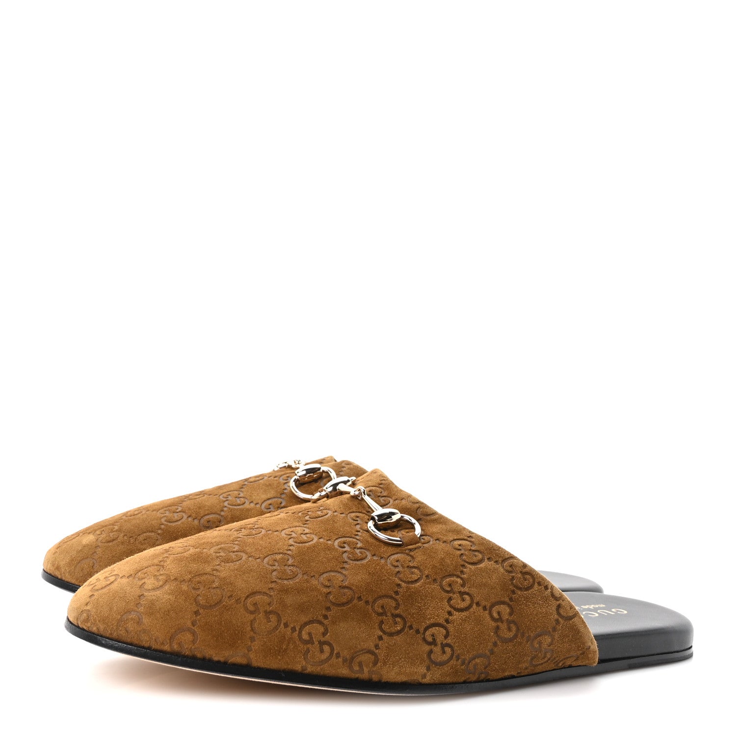 Gucci Suede Cachemire Monogram Mens Princetown Slippers 10 Pepper Brown 4 of 10
