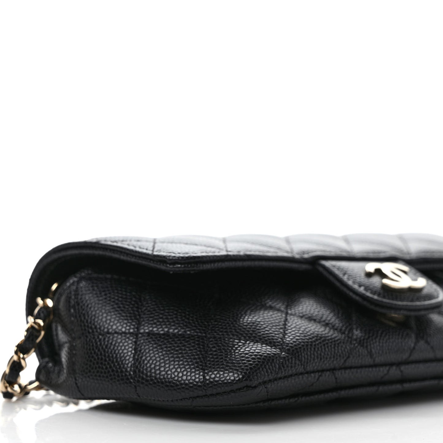 Caviar Quilted Glasses Case With Chain Black