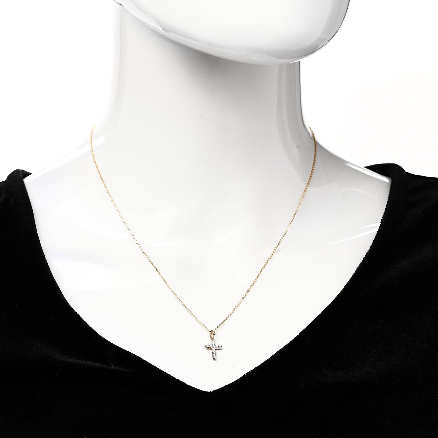18K Yellow Gold Diamond Cable Collectibles Cross Necklace