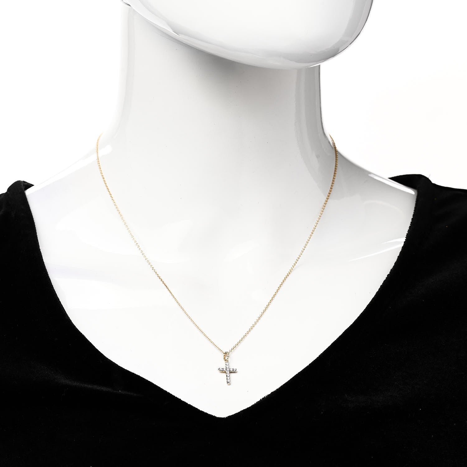 David Yurman 18K Yellow Gold Diamond Cable Collectibles Cross Necklace 2 of 6