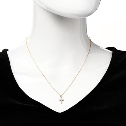 David Yurman 18K Yellow Gold Diamond Cable Collectibles Cross Necklace 2 of 6