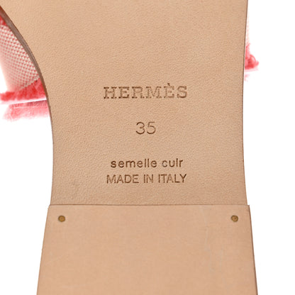 Hermes Toile H Oran Fringe Sandals 35 Framboise 8 of 9