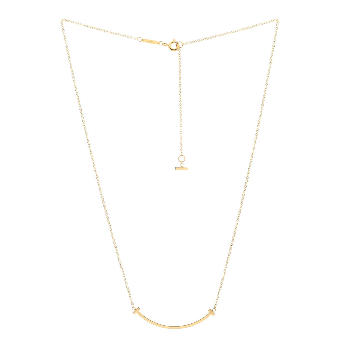 18K Yellow Gold Small T Smile Pendant Necklace