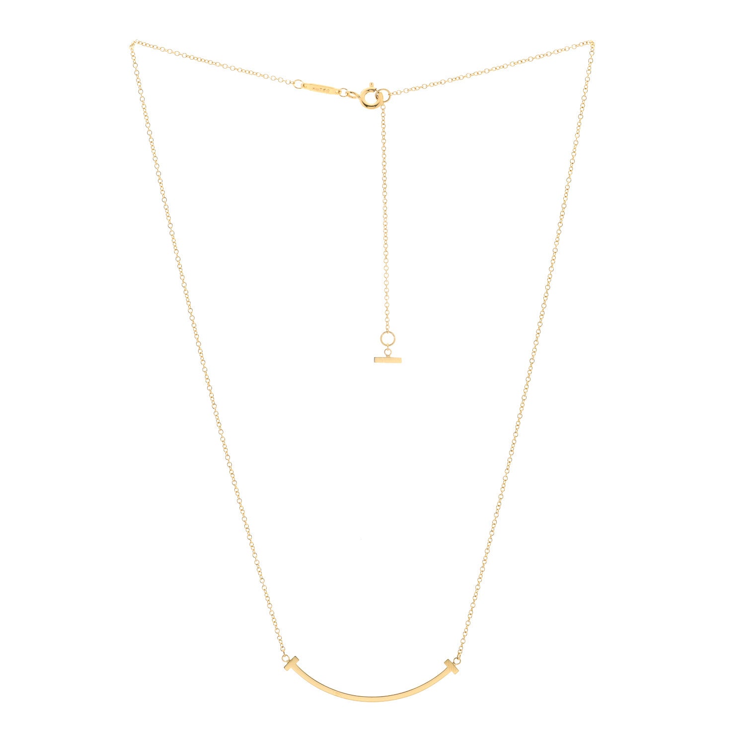 Tiffany 18K Yellow Gold Small T Smile Pendant Necklace 3 of 6