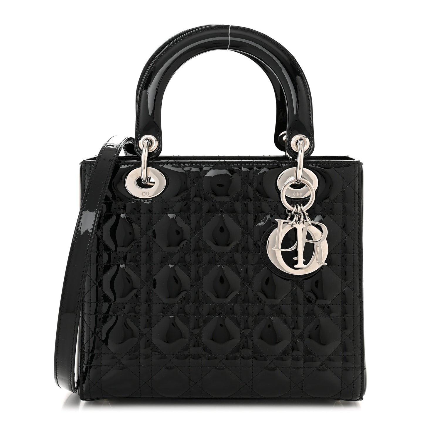 Patent Cannage Medium Lady Dior Black