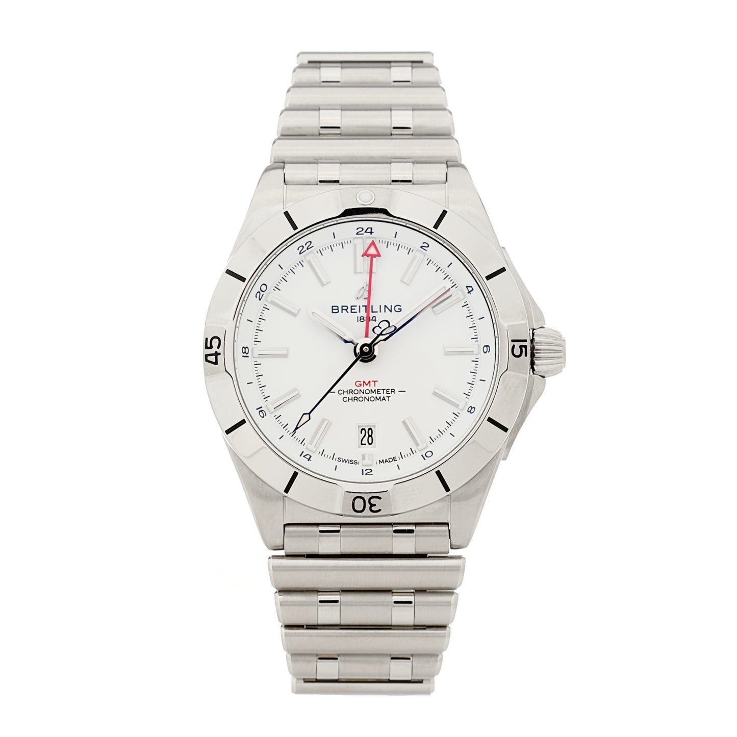 Stainless Steel 40mm Chronomat GMT Automatic Watch White A32398101A1A1