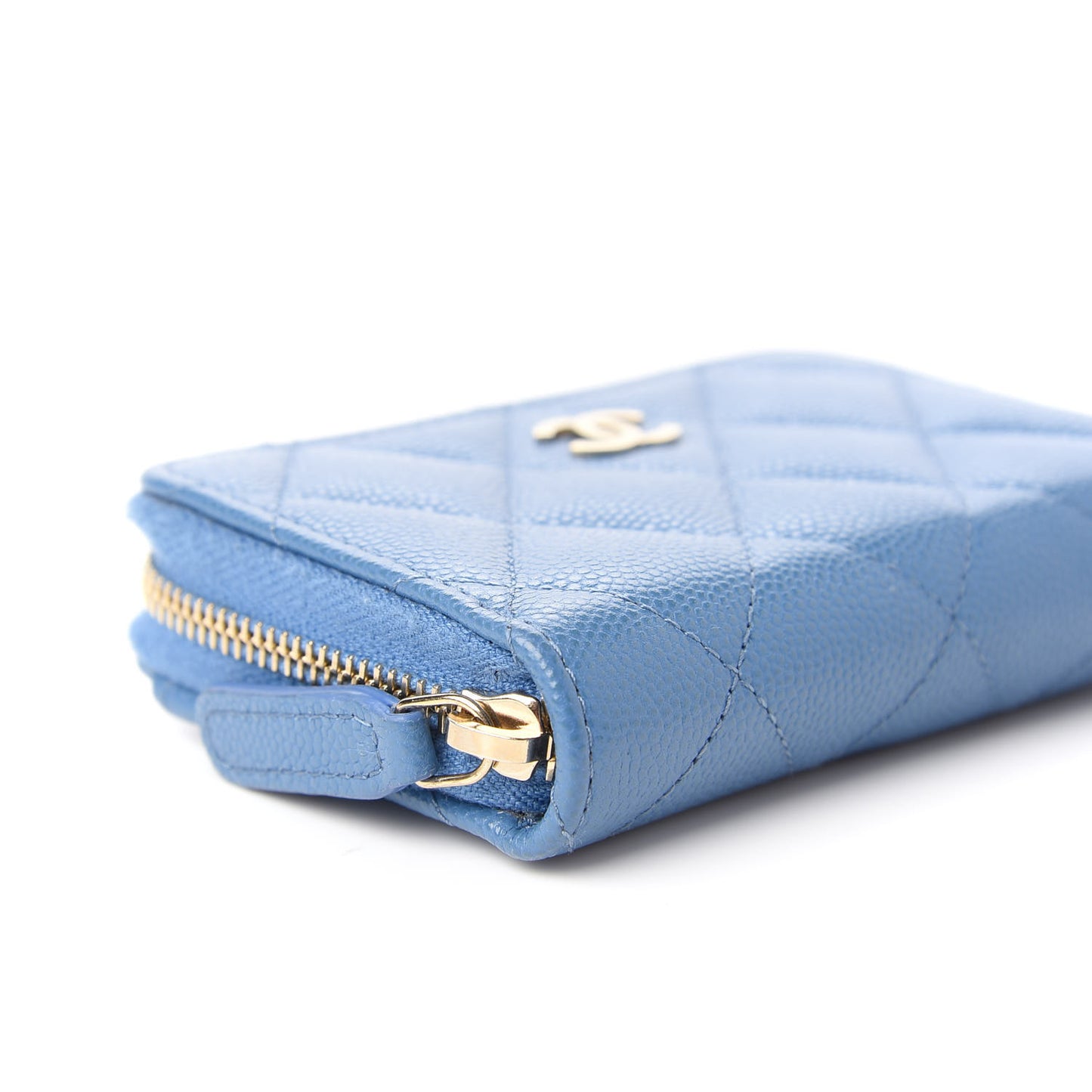 Caviar Quilted Zip Coin Purse Blue