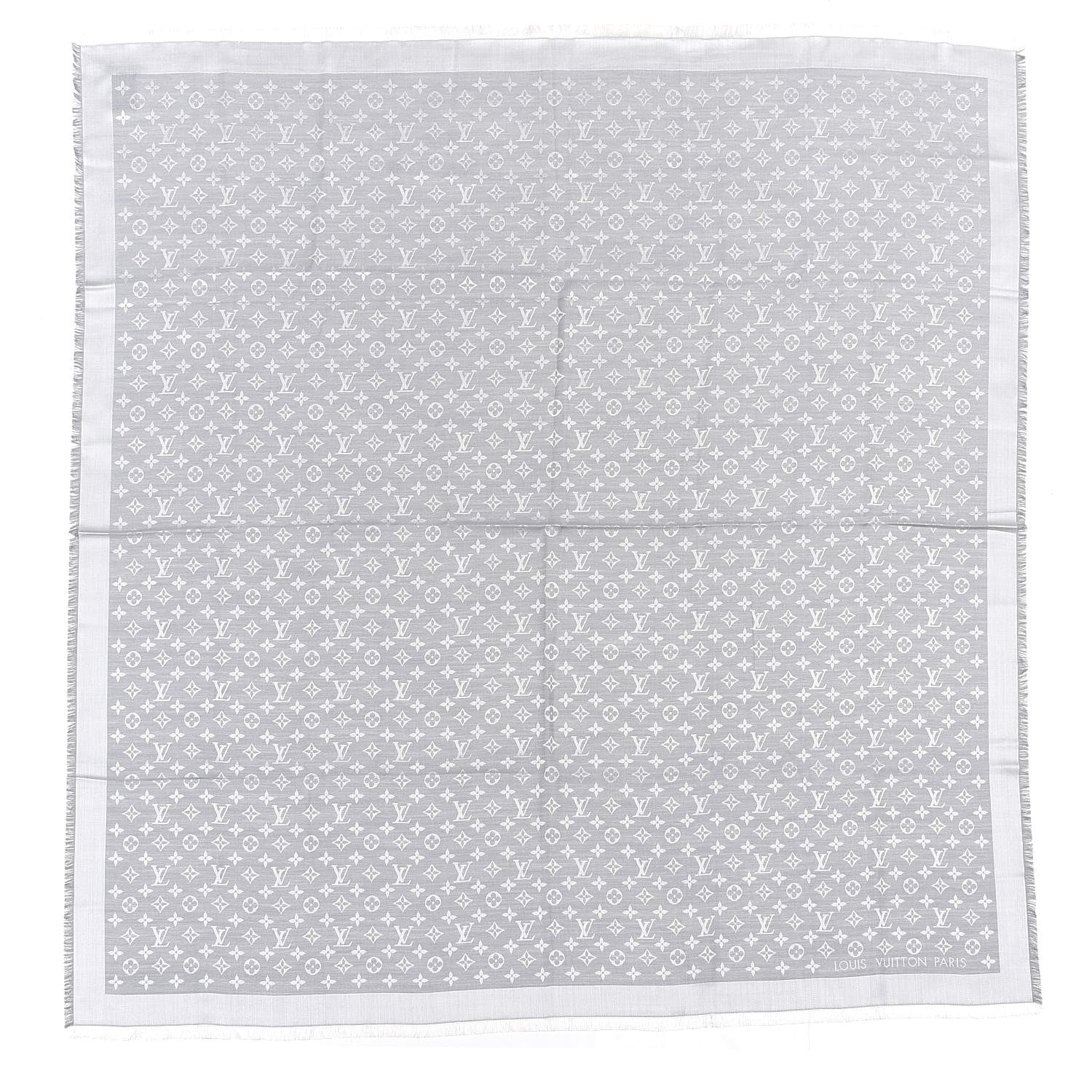 Louis Vuitton Wool Silk Monogram Denim Shawl Grey 1 of 3