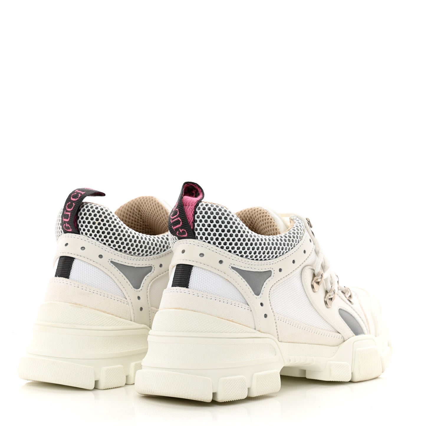 X SEGA Mesh Calfskin Suede Removable Crystals Womens Flashtrek Sneakers 38.5 Great White