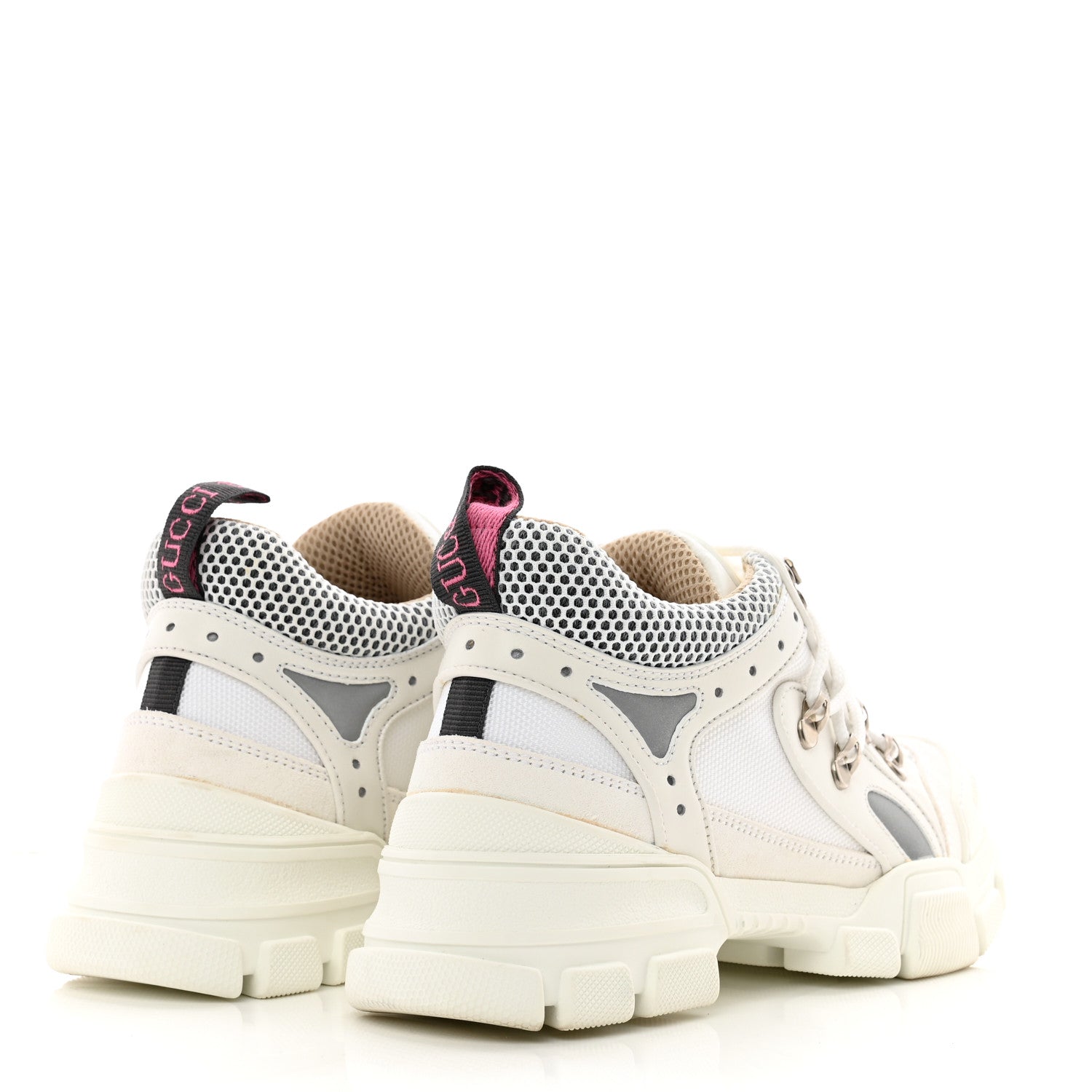 Gucci X SEGA Mesh Calfskin Suede Removable Crystals Womens Flashtrek Sneakers 38.5 Great White 4 of 14