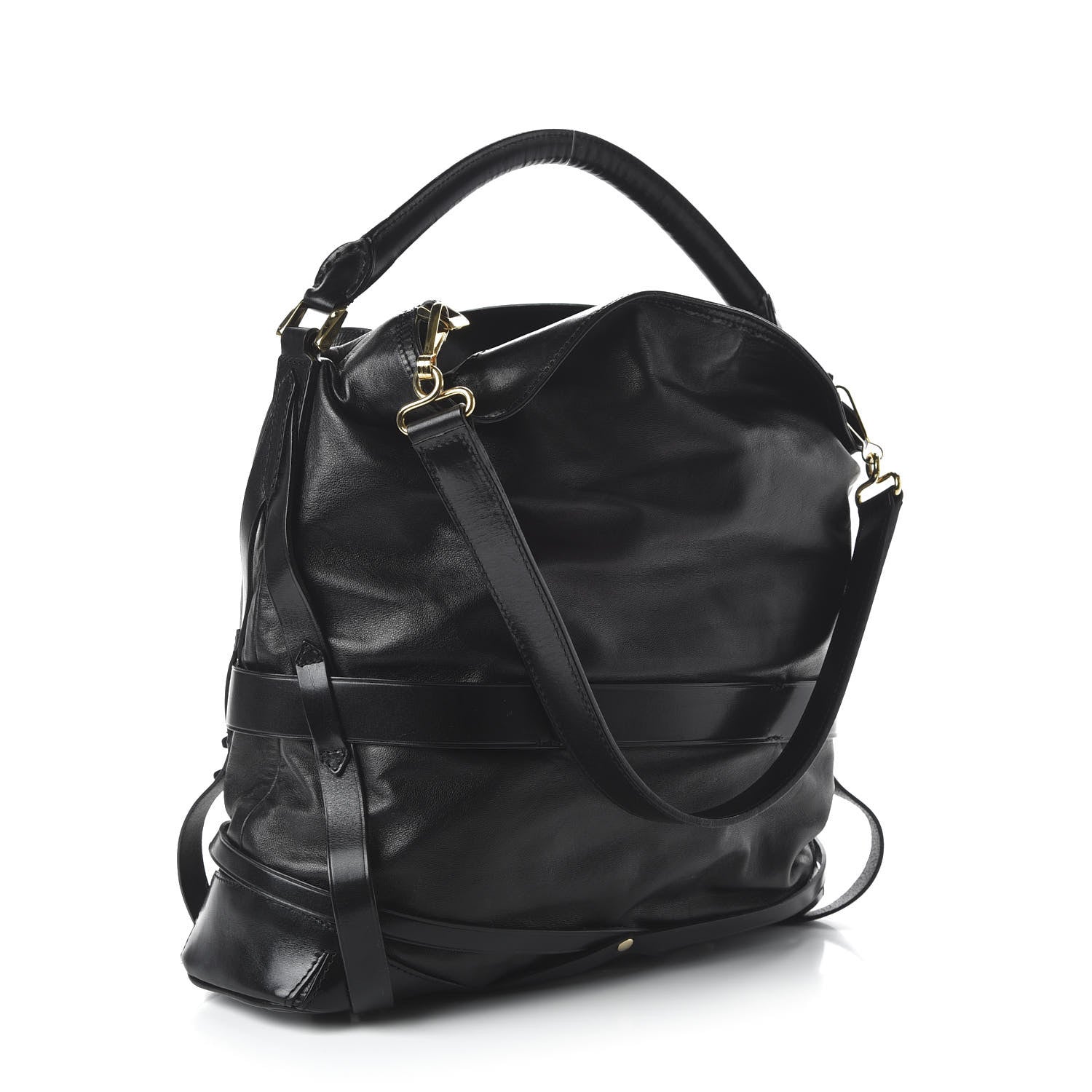 Burberry Soft Lambskin Bridle Calfskin Medium Gosford Hobo Black 3 of 9