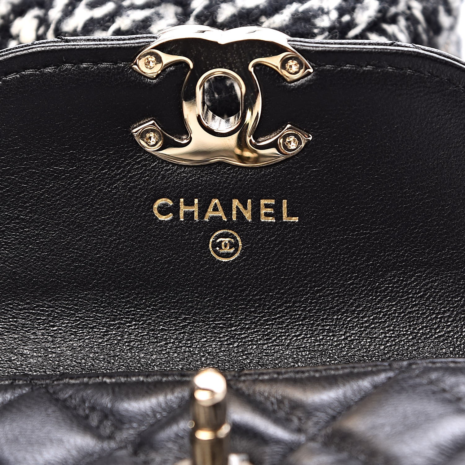 Chanel Tweed Lambskin Quilted Waist Bag With Coin Purse Black 7 of 15