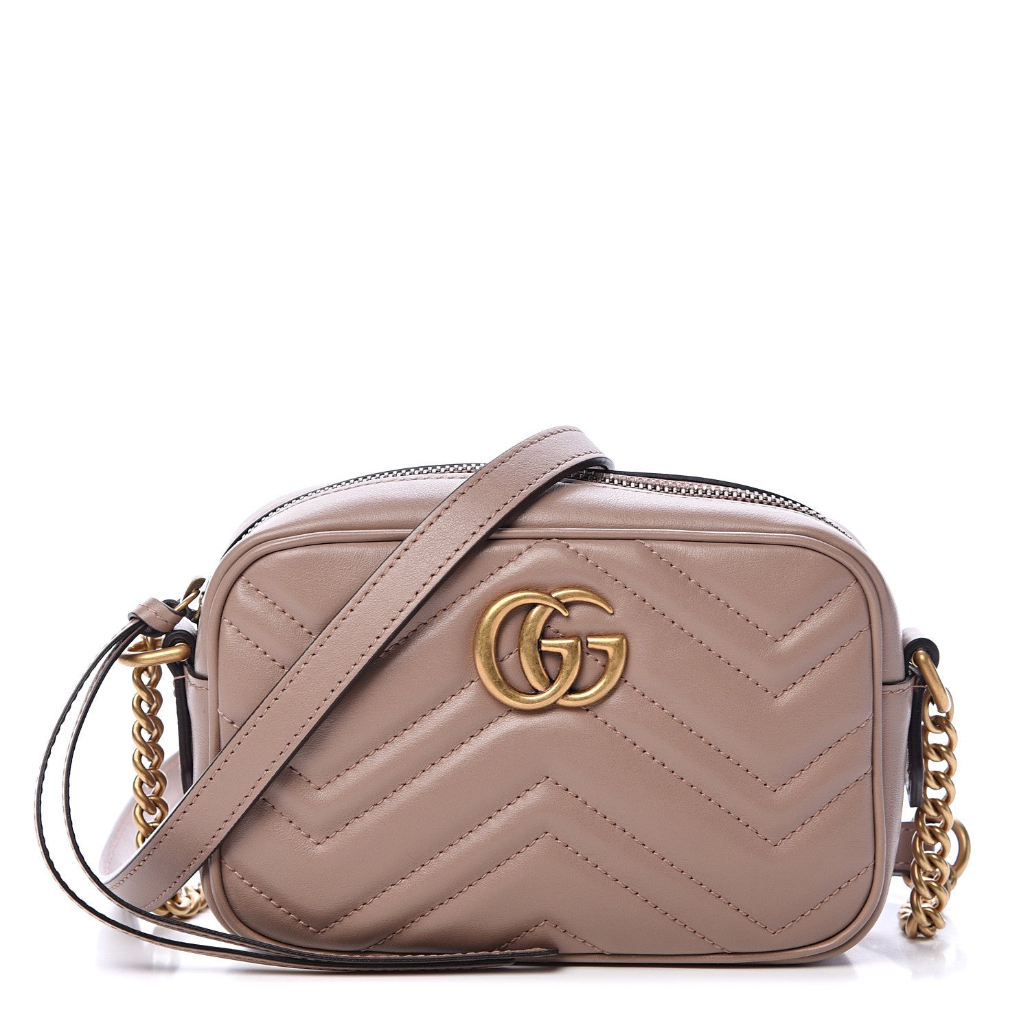 Gucci Calfskin Matelasse Mini GG Marmont Chain Shoulder Bag Porcelain Rose 1 of 9