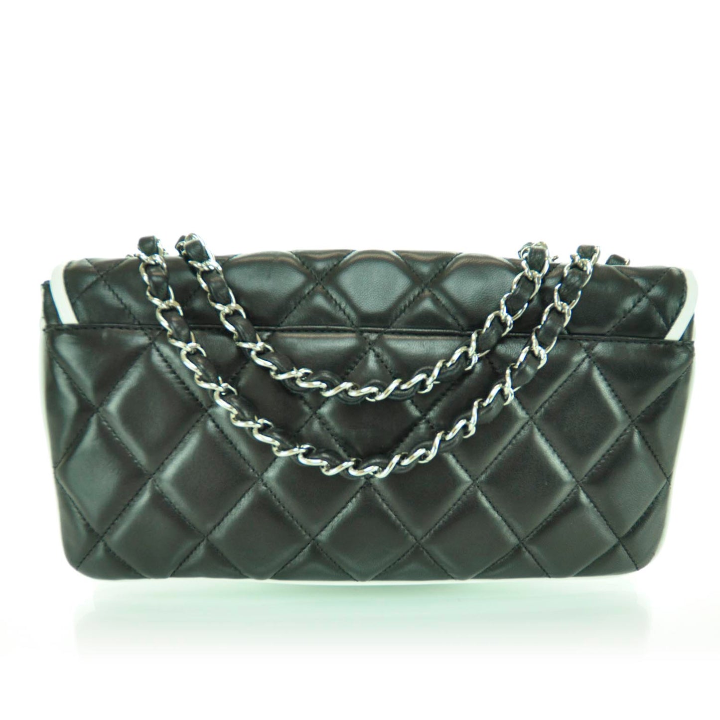 Lambskin Quilted Flap Black White